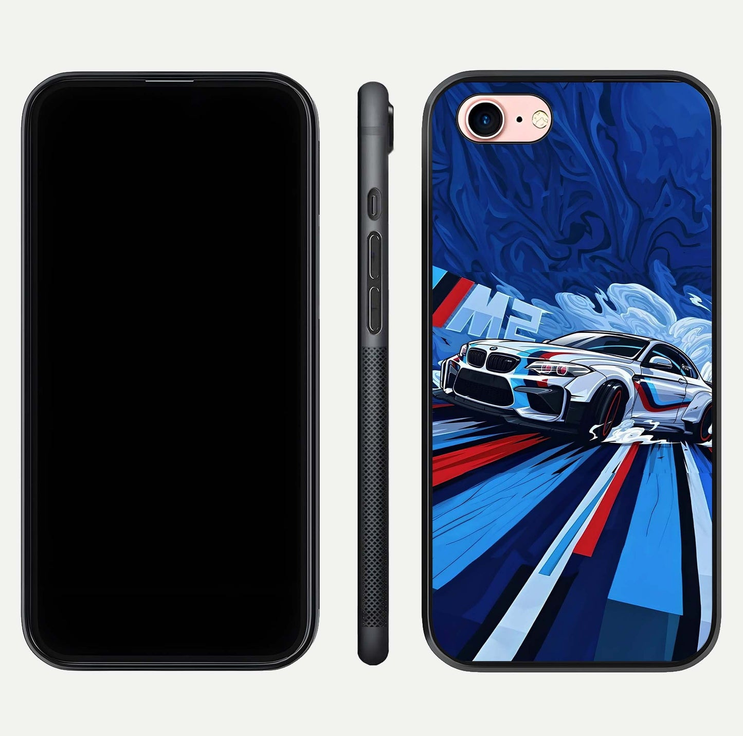 Drift Power Rush Glass Case for iPhone 6 Plus dual-view layout displaying dynamic motion art and HD gloss