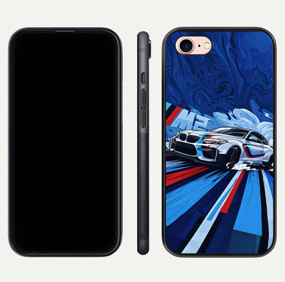 Drift Power Rush Glass Case for iPhone 6 Plus dual-view layout displaying dynamic motion art and HD gloss