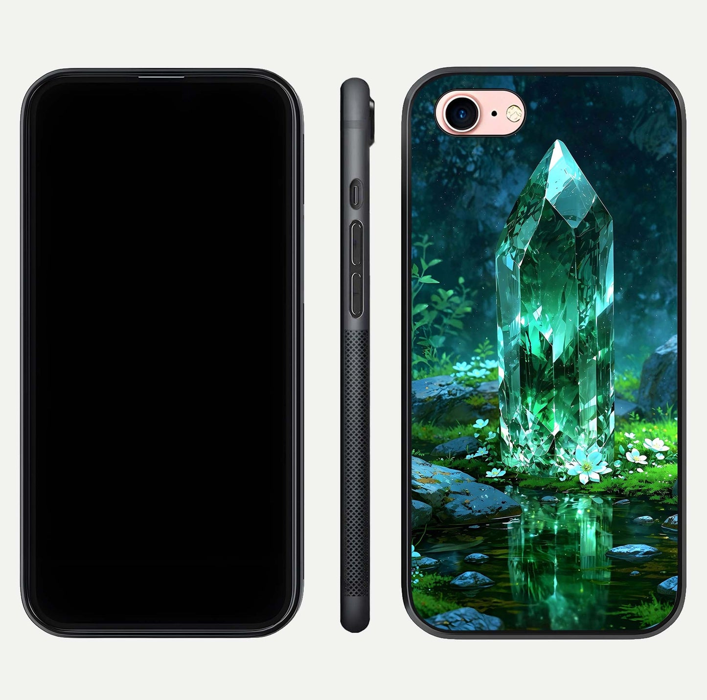 Emerald Light Crystal Glass Case for iPhone 6 Plus dual-view layout displaying gem-like tones and polished edge