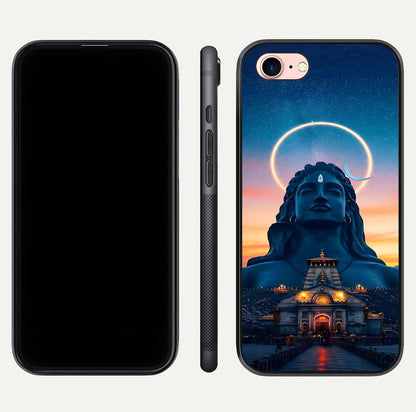 Eternal Shiva Aura Glass Case for iPhone 6 Plus dual-view layout displaying HD deity print and smooth edge