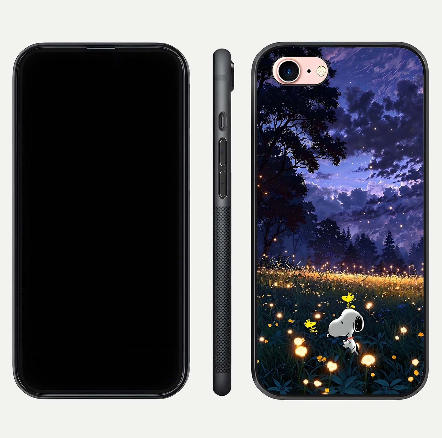 Firefly Meadow Magic Glass Case for iPhone 6 Plus dual-view layout displaying enchanting tones and curved edges