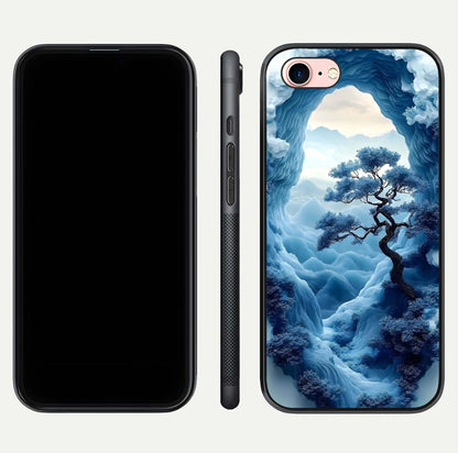 Frozen Serenity Gate Glass Case for iPhone 6 Plus dual-view layout displaying winter theme and smooth curves