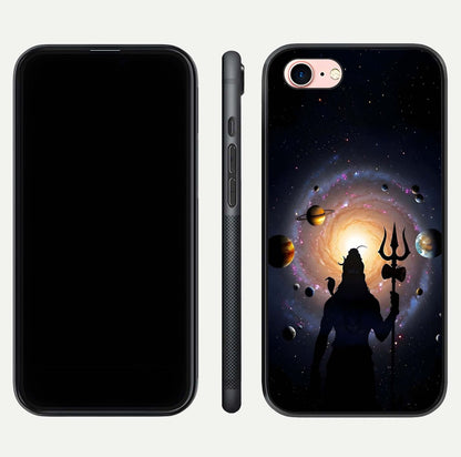 Galactic Shiva Vision Glass Case for iPhone 6 Plus front and back view layout showing celestial background and polished curved glass