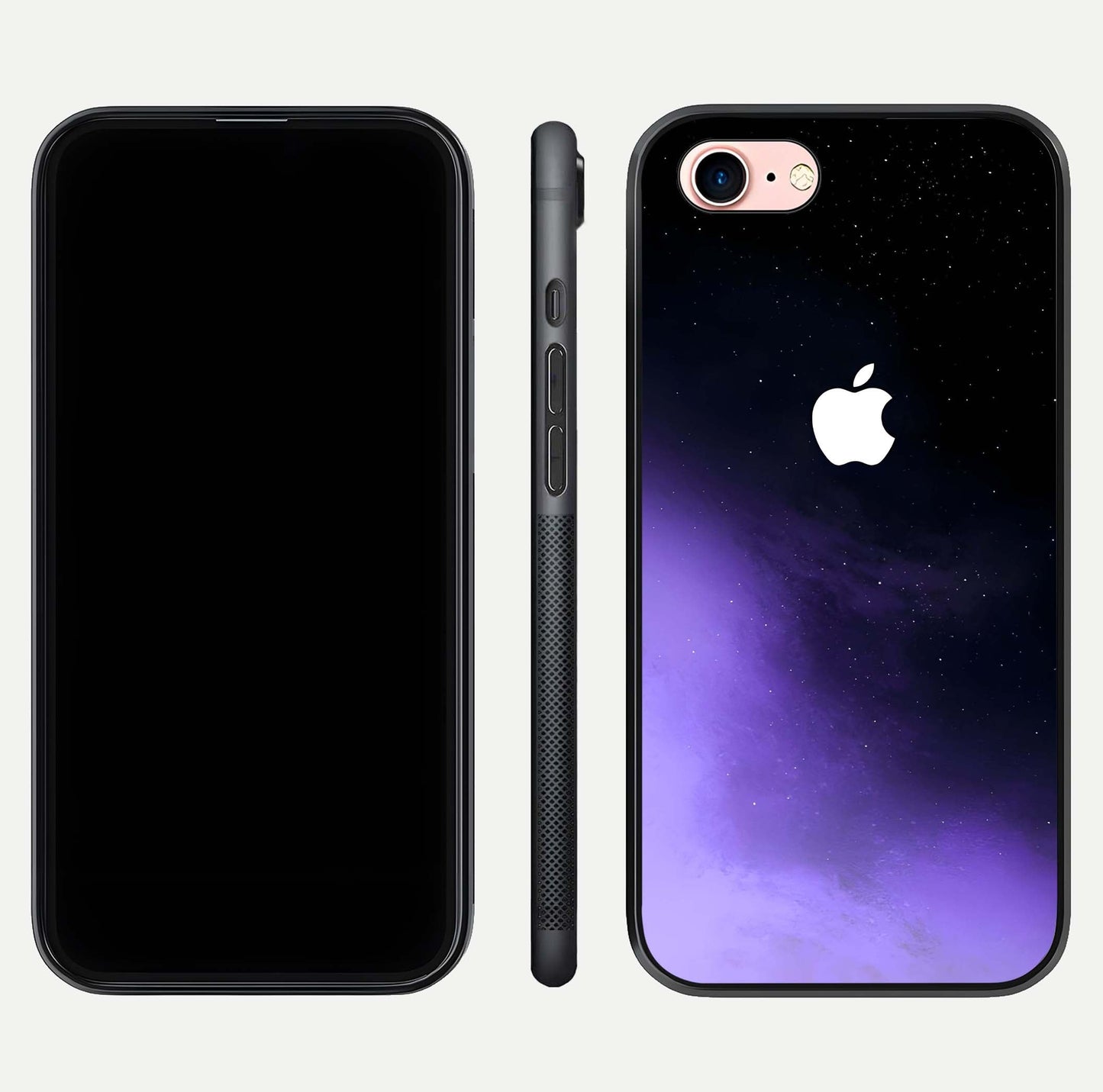 Galaxy Apple Aura Glass Case for iPhone 6 Plus front and back view layout displaying cosmic tones and premium curved glass edges