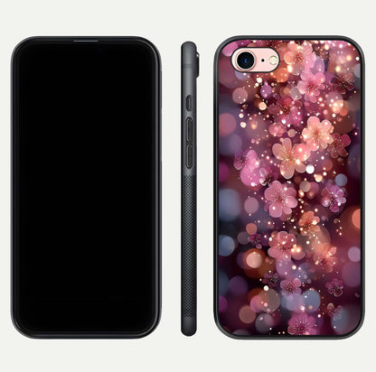 Glowing Petal Bliss Glass Case for iPhone 6 Plus front and back view layout displaying artistic floral design and curved glass