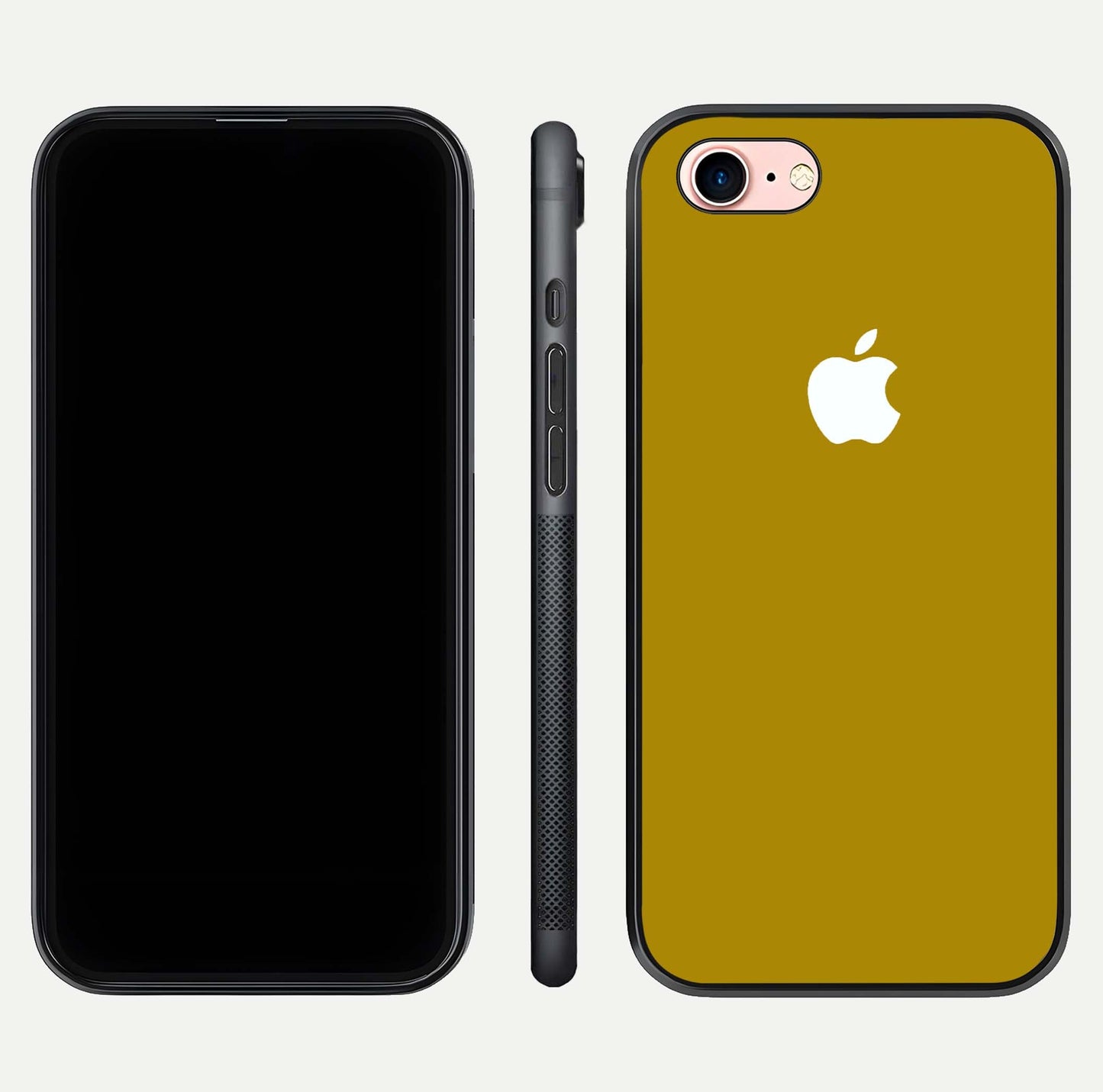 Golden Luxe Aura Glass Case for iPhone 6 Plus front and back view layout highlighting premium tone and curved glass