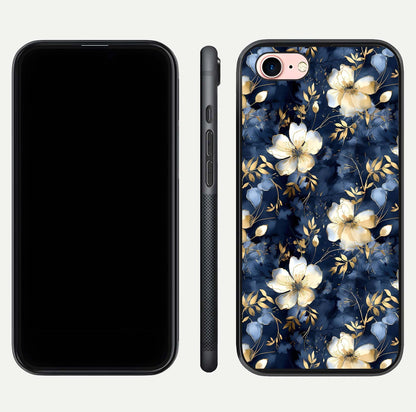 Golden Midnight Bloom Glass Case for iPhone 6 Plus front and back view layout highlighting dark-gold tones and smooth curves