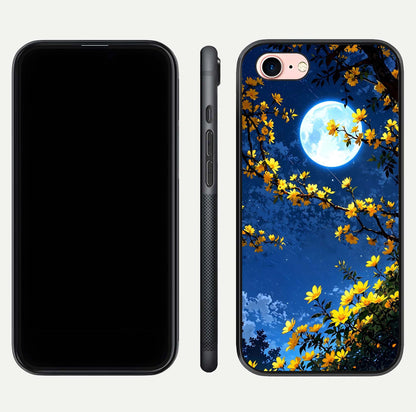 Golden Night Glow Glass Case for iPhone 6 Plus front and back view layout displaying metallic glow and curved glass edge
