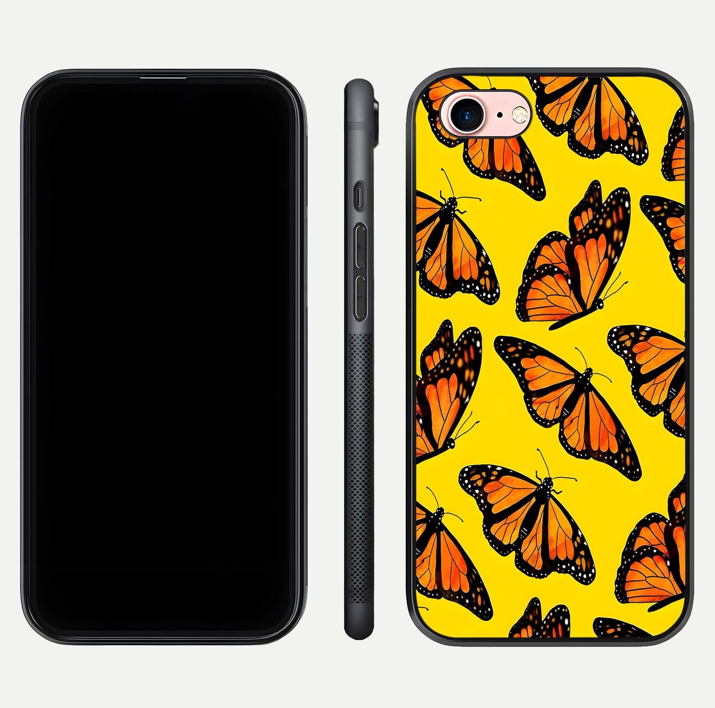 Golden Wing Flight Glass Case for iPhone 6 Plus front and back view layout highlighting graceful lines and curved glass