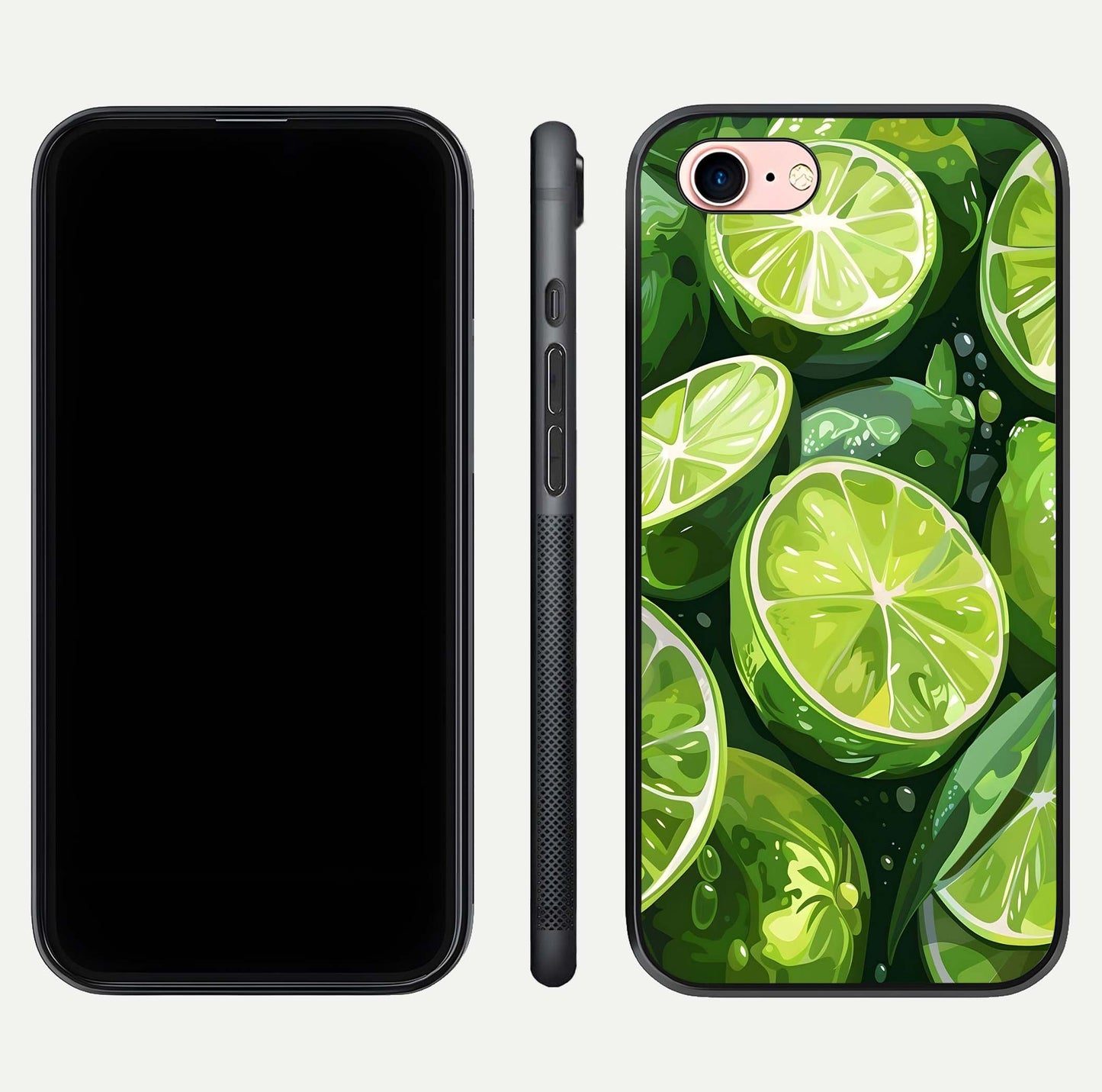 Green Lemon Glass Case for iPhone 6 Plus front and back view layout displaying vibrant yellow-green hues and smooth edges