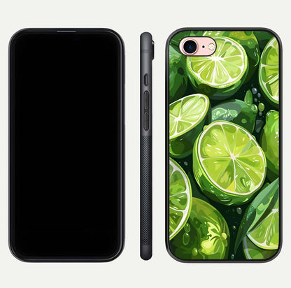 Green Lemon Glass Case for iPhone 6 Plus front and back view layout displaying vibrant yellow-green hues and smooth edges