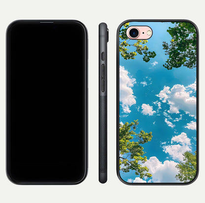 Greenery Sky Glass Case for iPhone 6 Plus front and back view layout displaying scenic green-blue gradient and curved edges