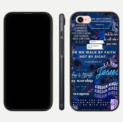 Kingdom Faith Glow Glass Case for iPhone 6 Plus front and back view layout highlighting radiant spiritual design