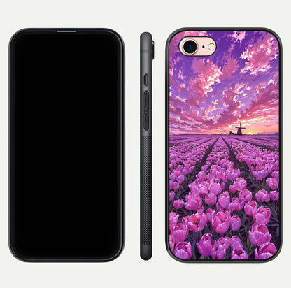 Lavender Dream Skies Glass Case for iPhone 6 Plus front and back view layout highlighting dreamy sky gradient