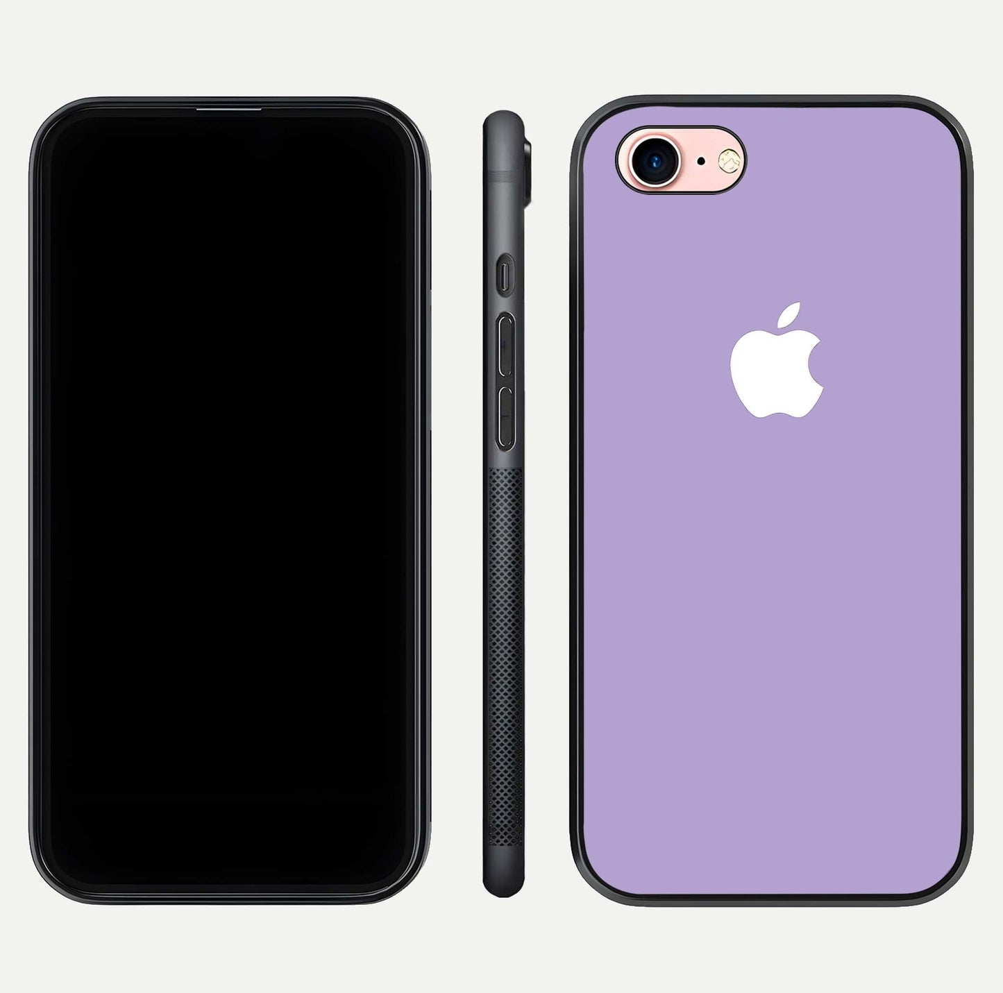 Lavender Soft Minimal Glass Case for iPhone 6 Plus front and back view layout highlighting soft hue and curved edges