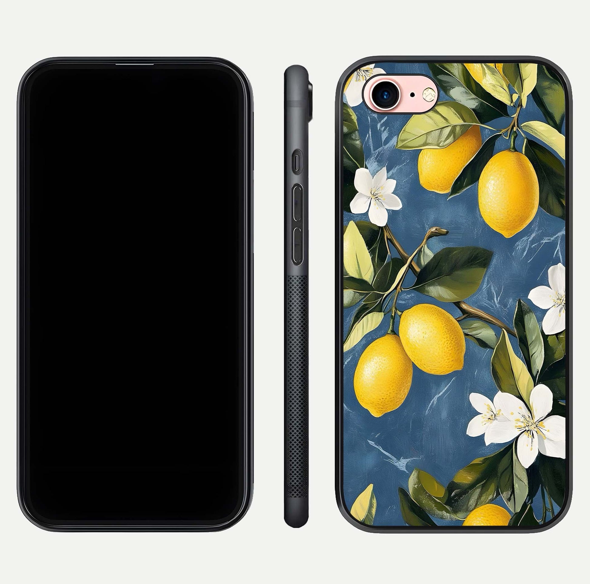 Lemon Dream Garden Glass Case for iPhone 6 Plus front and back view layout highlighting garden tones and edges