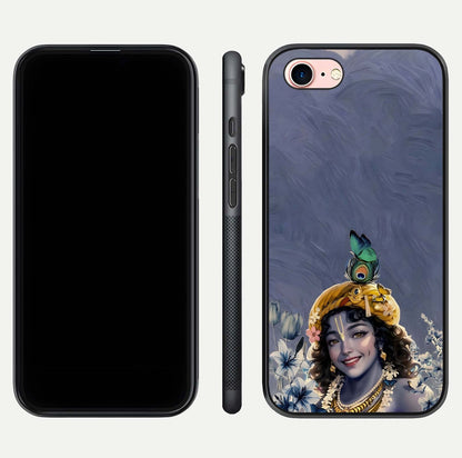 Lord Krishna Glass Case for iPhone 6 Plus front & back layout displaying soft tones and elegant edges