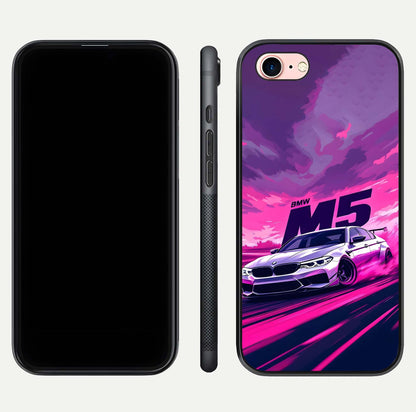 MS Neon Car Glass Case for iPhone 6 Plus front & back layout highlighting automotive art and curved design