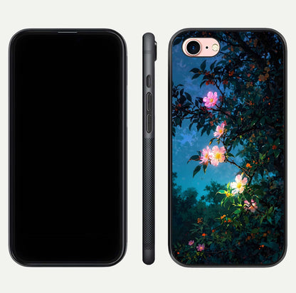 Midnight Bloom Glow Glass Case for iPhone 6 Plus front & back layout highlighting moody tones and smooth finish