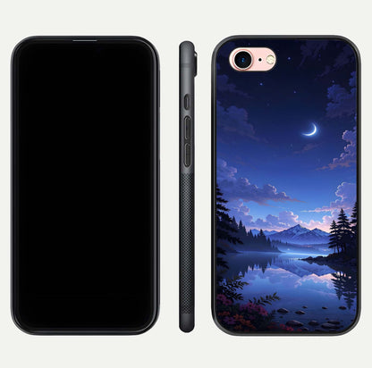 Midnight Lake Peace Glass Case for iPhone 6 Plus front & back layout highlighting calm design and curved edges