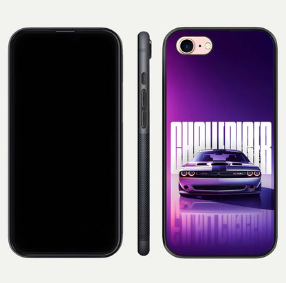 Midnight Muscle Ride Glass Case for iPhone 6 Plus front & back layout with dark automotive tones and edges