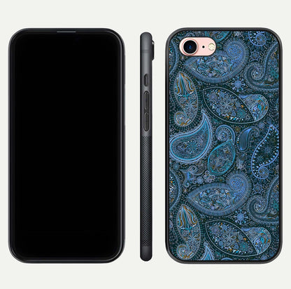 Midnight Paisley Glow Glass Case for iPhone 6 Plus front & back layout highlighting elegant edge finish