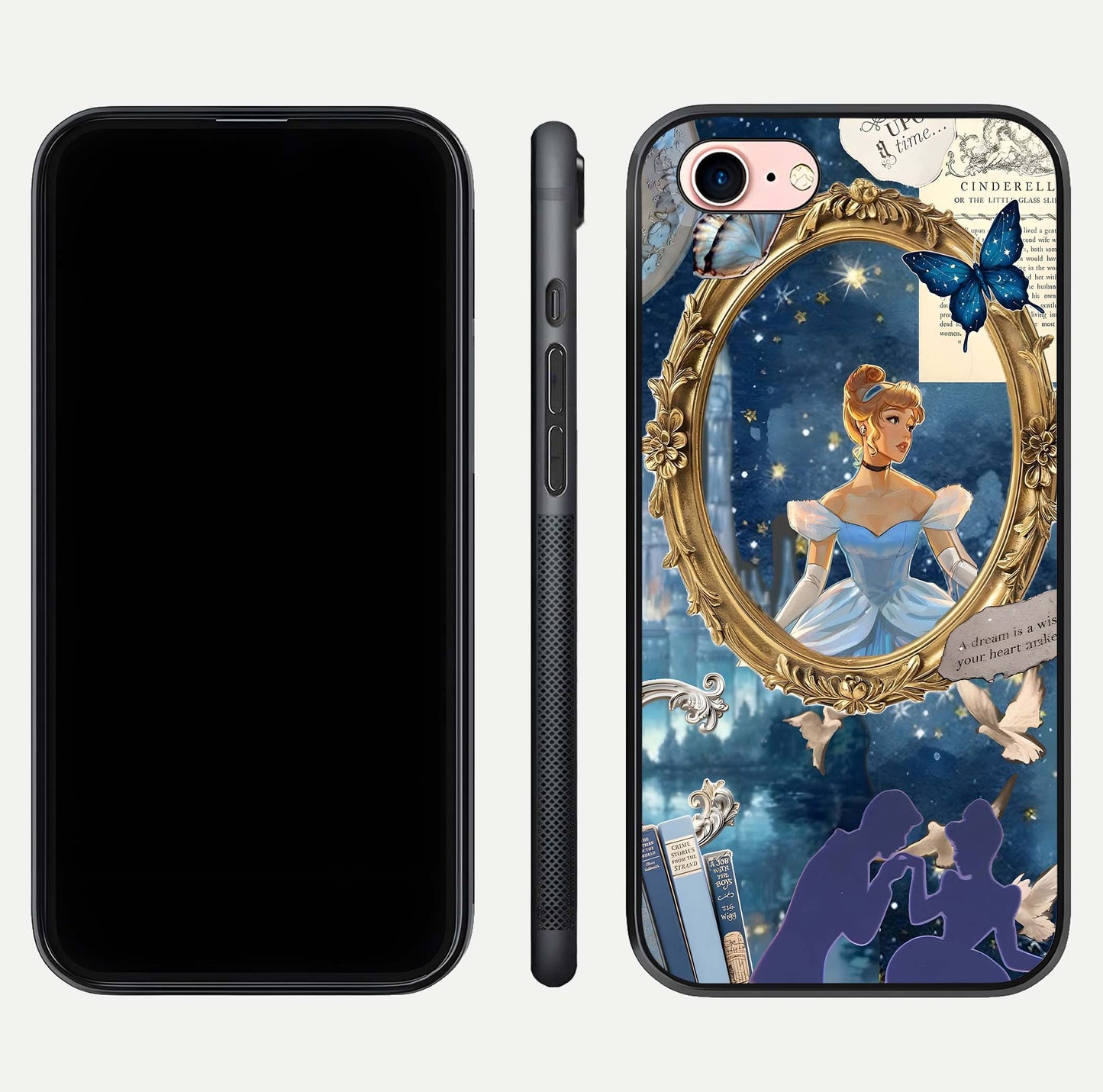 Midnight Queen Glass Case for iPhone 6 Plus front & back layout displaying regal tones and smooth edges