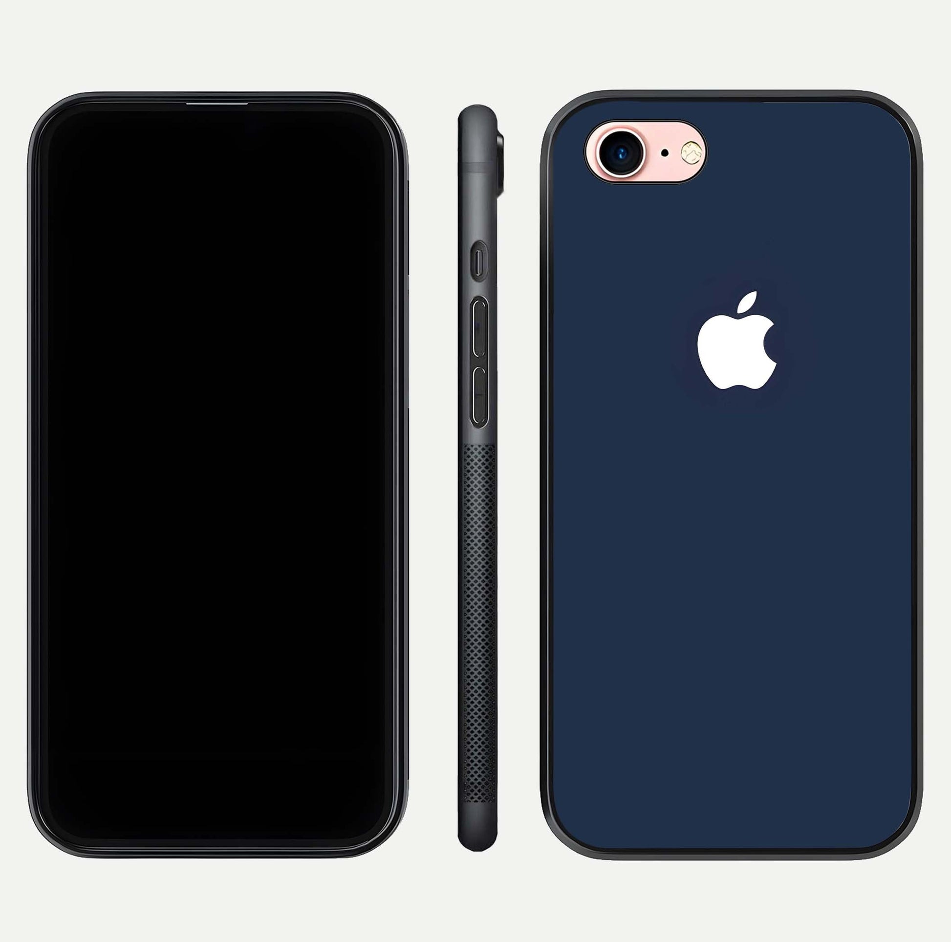 Minimal Apple Night Glass Case for iPhone 6 Plus front & back layout highlighting simplicity and edge curve