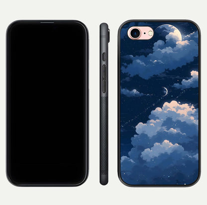 Moon Dream Haze Glass Case for iPhone 6 Plus front & back layout highlighting dreamy design and curved shape