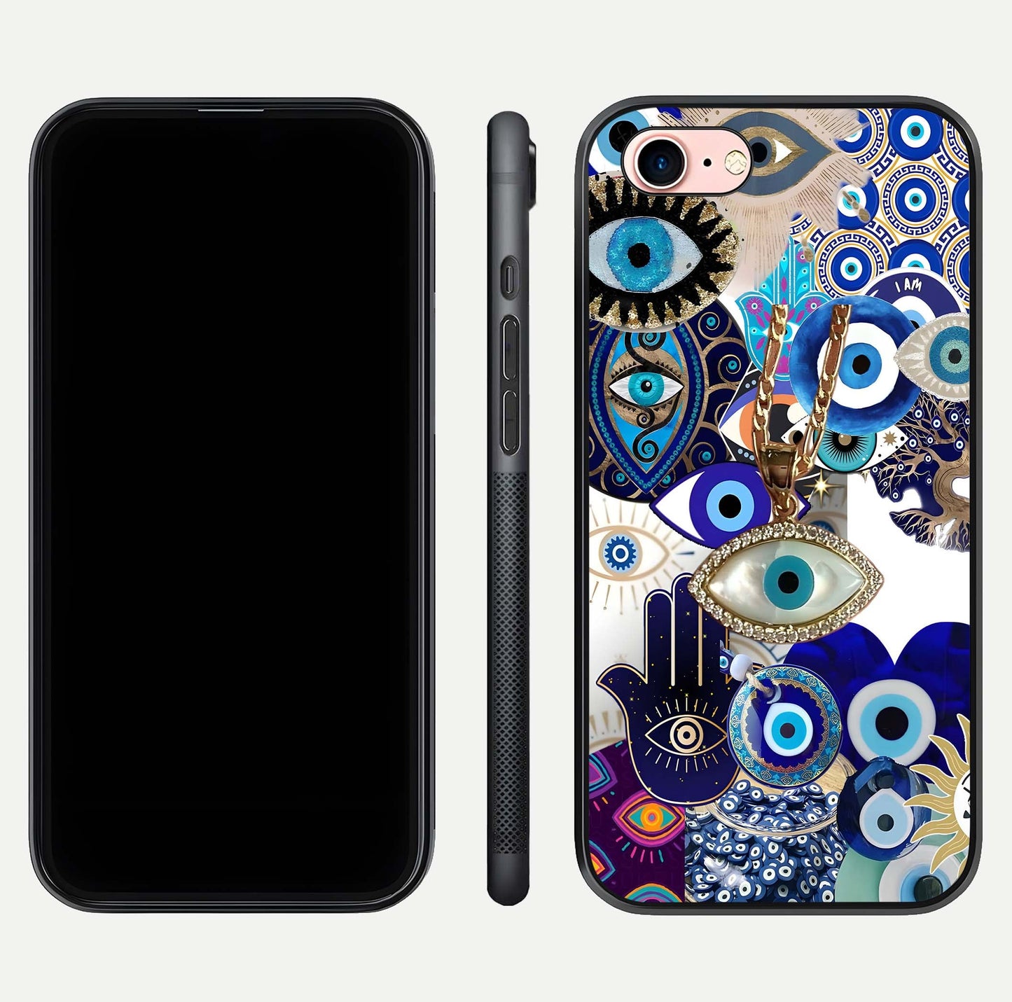 Mystic Charm Eye Glass Case for iPhone 6 Plus front & back layout highlighting spiritual design and edges