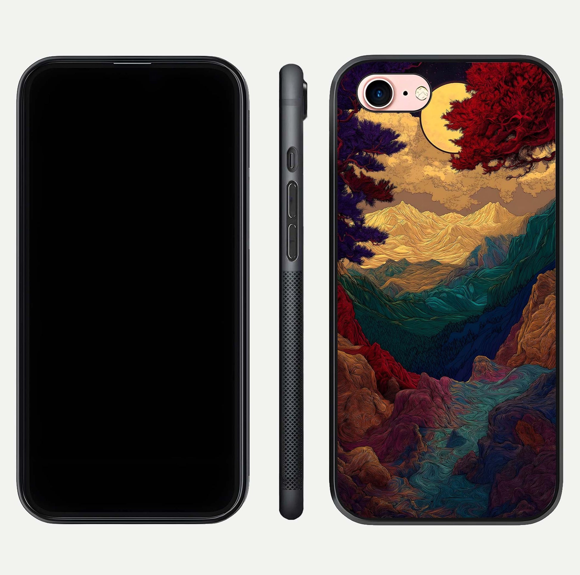 Mystic Valley Light Glass Case for iPhone 6 Plus front & back layout displaying landscape tones and edges