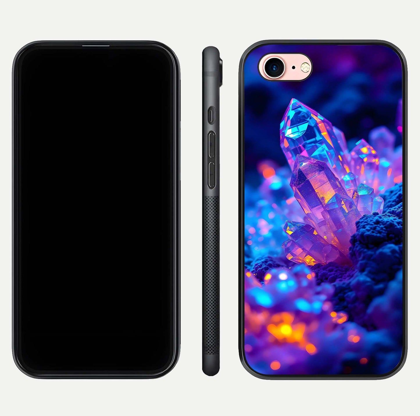 Neon Aura Shards Glass Case for iPhone 6 Plus front & back layout showing vivid tones and edge finish