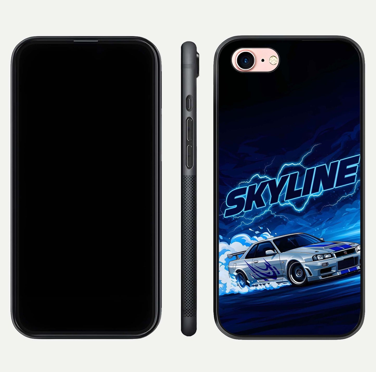 Neon Drift Beast Glass Case for iPhone 6 Plus front & back layout showing car silhouette and edge design