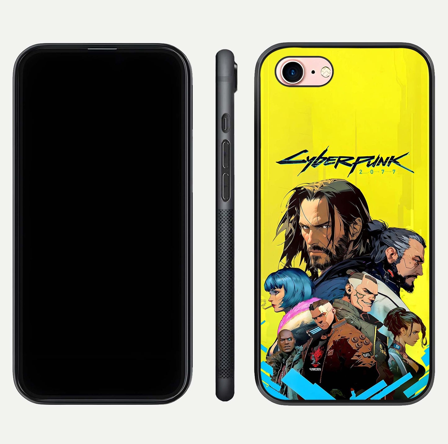 Neon Rebel Genesis Glass Case for iPhone 6 Plus front & back layout highlighting futuristic theme and curves