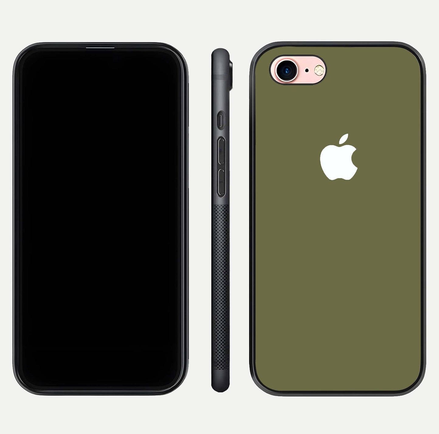 Olive Matte Essence Glass Case for iPhone 6 Plus front & back layout highlighting simple design and clean edges