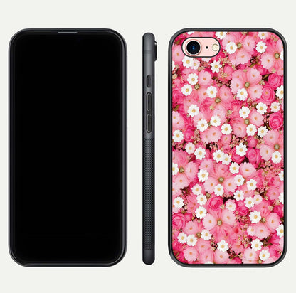 Pink Daisy Bliss Glass Case for iPhone 6 Plus front & back layout showing HD floral tones and edge finish