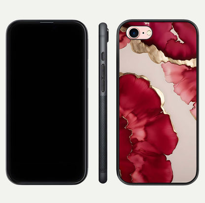Pink & White Marble Glass Case for iPhone 6 Plus front & back layout showing luxury marble pattern and edges