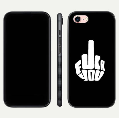 Rebel Mode On Glass Case for iPhone 6 Plus front & back layout showing minimal tone and clean edge fit