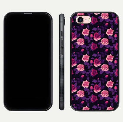 Rose Garden Twilight Glass Case for iPhone 6 Plus front & back layout showing rich twilight tones and edges