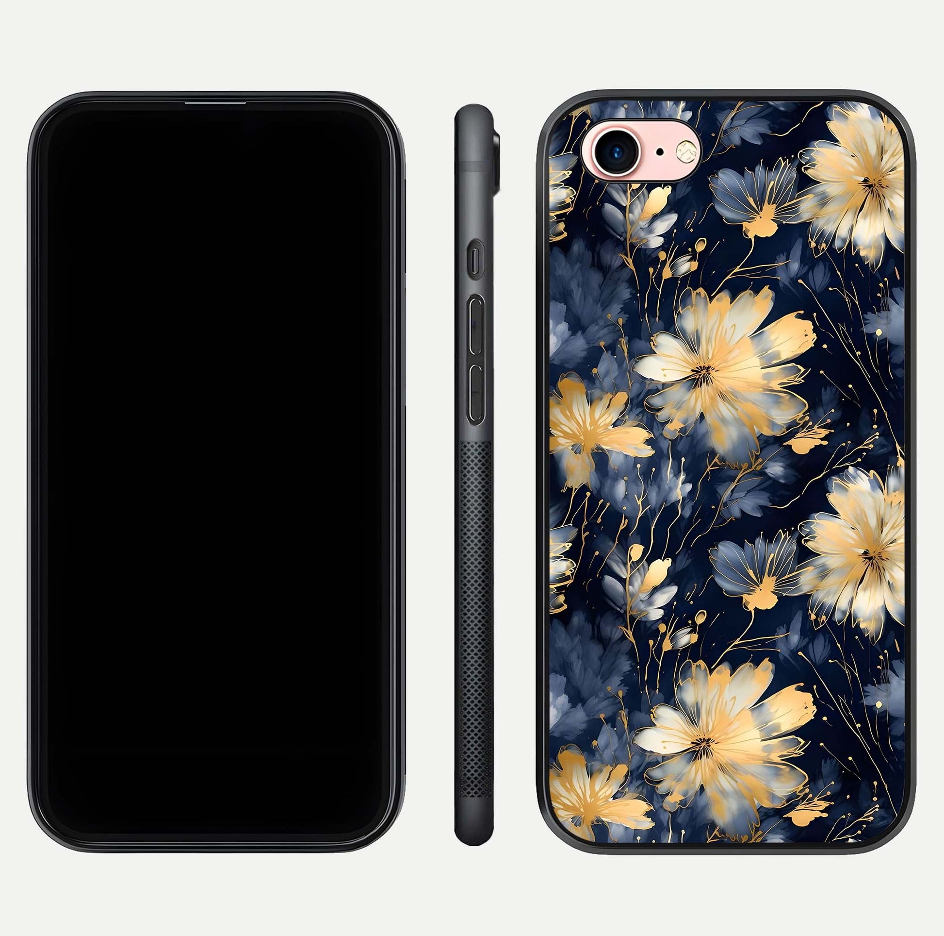 Royal Petal Dream Glass Case for iPhone 6 Plus front & back layout showing floral pattern and clean edge finish