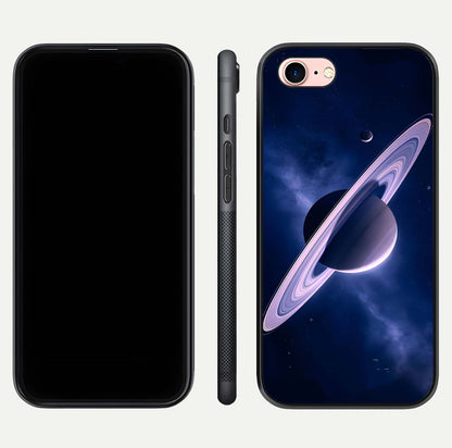Saturn Ring Mystique Glass Case for iPhone 6 Plus front & back layout showing cosmic tones and edge glow