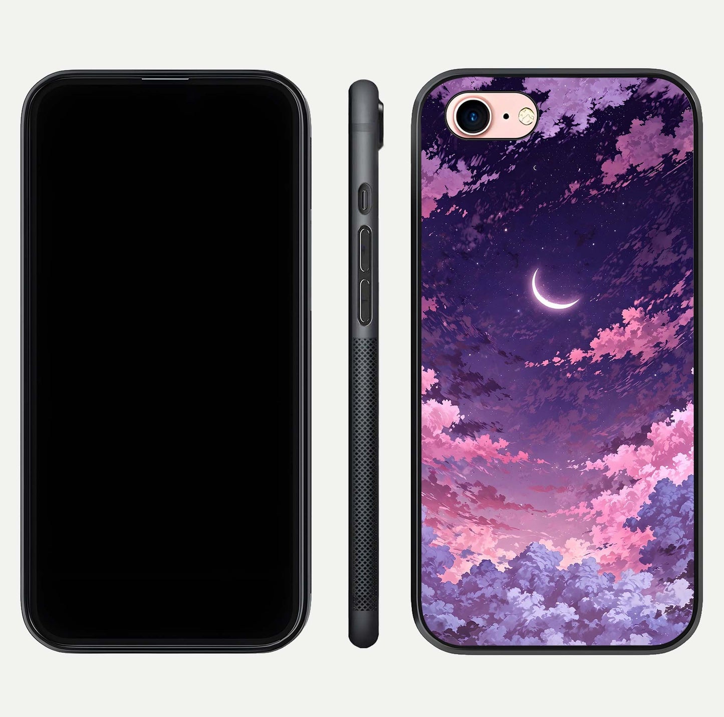 Sky Drift Clouds Glass Case for iPhone 6 Plus front & back layout showing sky tones and smooth edge design