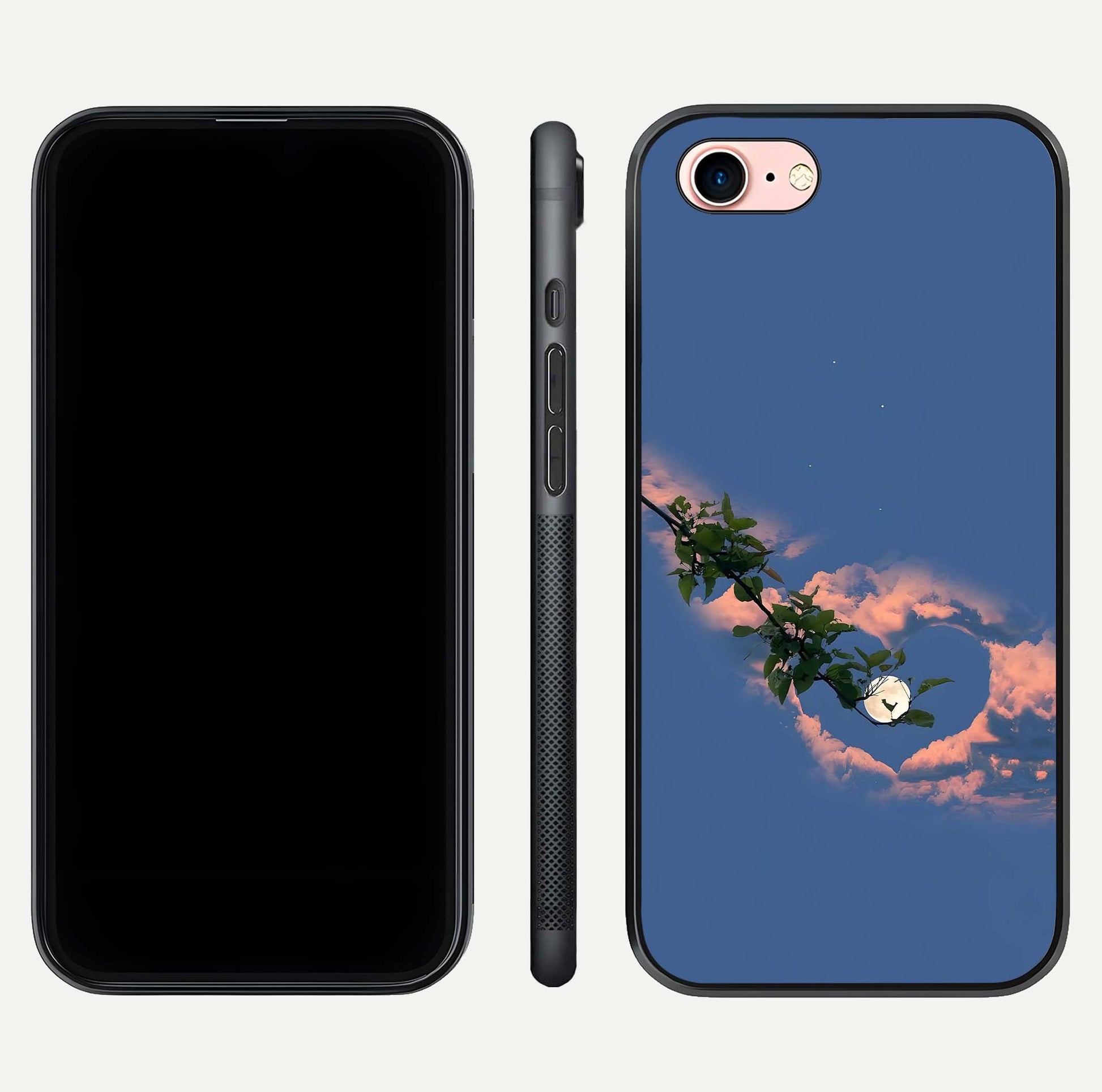 Sky Under Tree Glass Case for iPhone 6 Plus front & back layout showing sky tones and curved glass edge