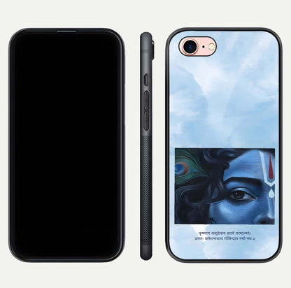 Spiritual Krishna Glass Case for iPhone 6 Plus front & back layout showing spiritual artwork and clean edge