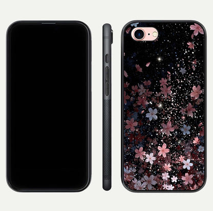 Starlit Flower Dreams Glass Case for iPhone 6 Plus front & back layout showing soft bloom design and curved edge