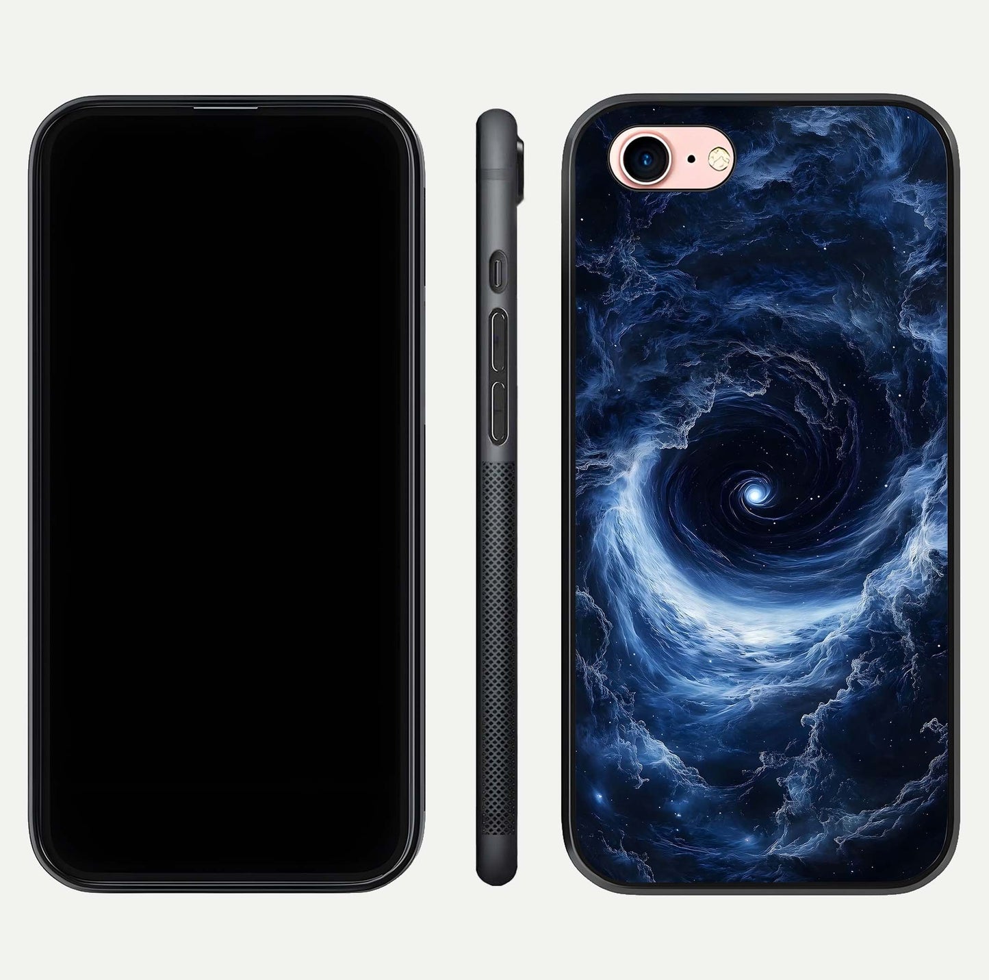 Stunning Galaxy Glass Case for iPhone 6 Plus front & back layout showing deep cosmic hues and clean edges