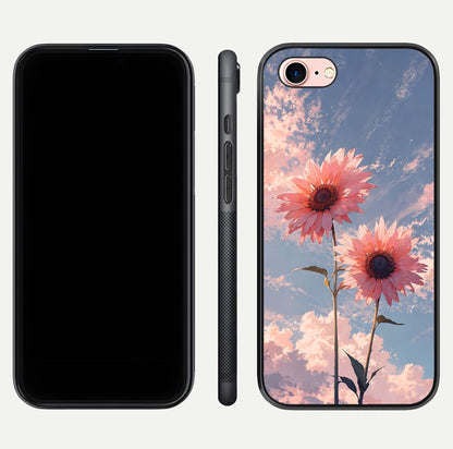 Sunlit Daisy Glow Glass Case for iPhone 6 Plus front & back layout showing vibrant sunlight hues and clean edge