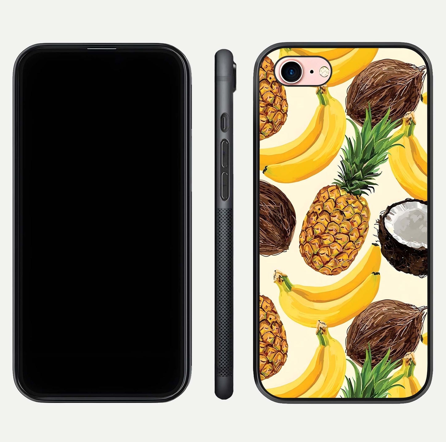 Tropical Fruit Mood Glass Case for iPhone 6 Plus front & back layout showing playful tones and clean edge