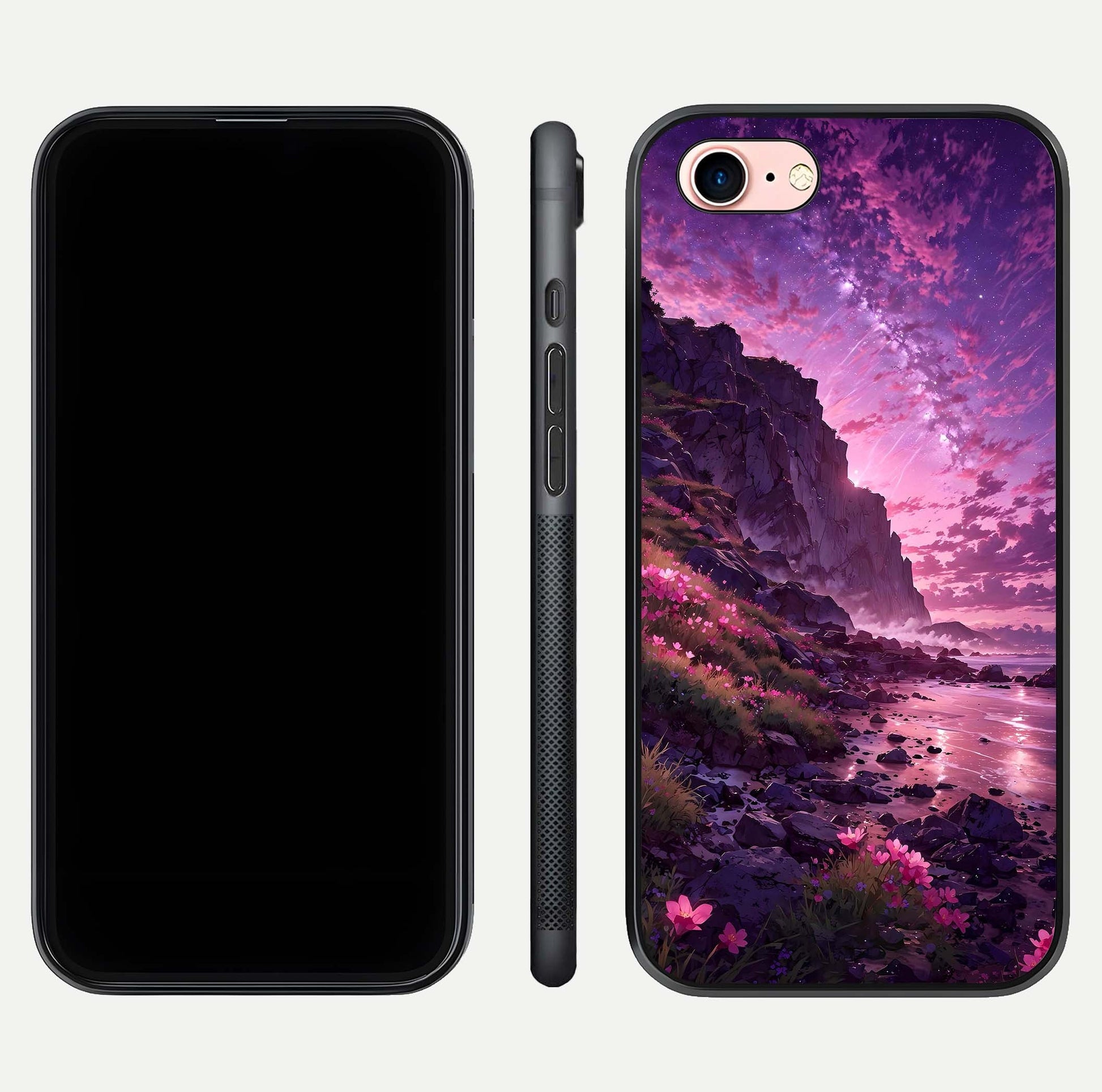 Twilight Blossom Coast Glass Case for iPhone 6 Plus front & back layout showing floral tones and curved edge