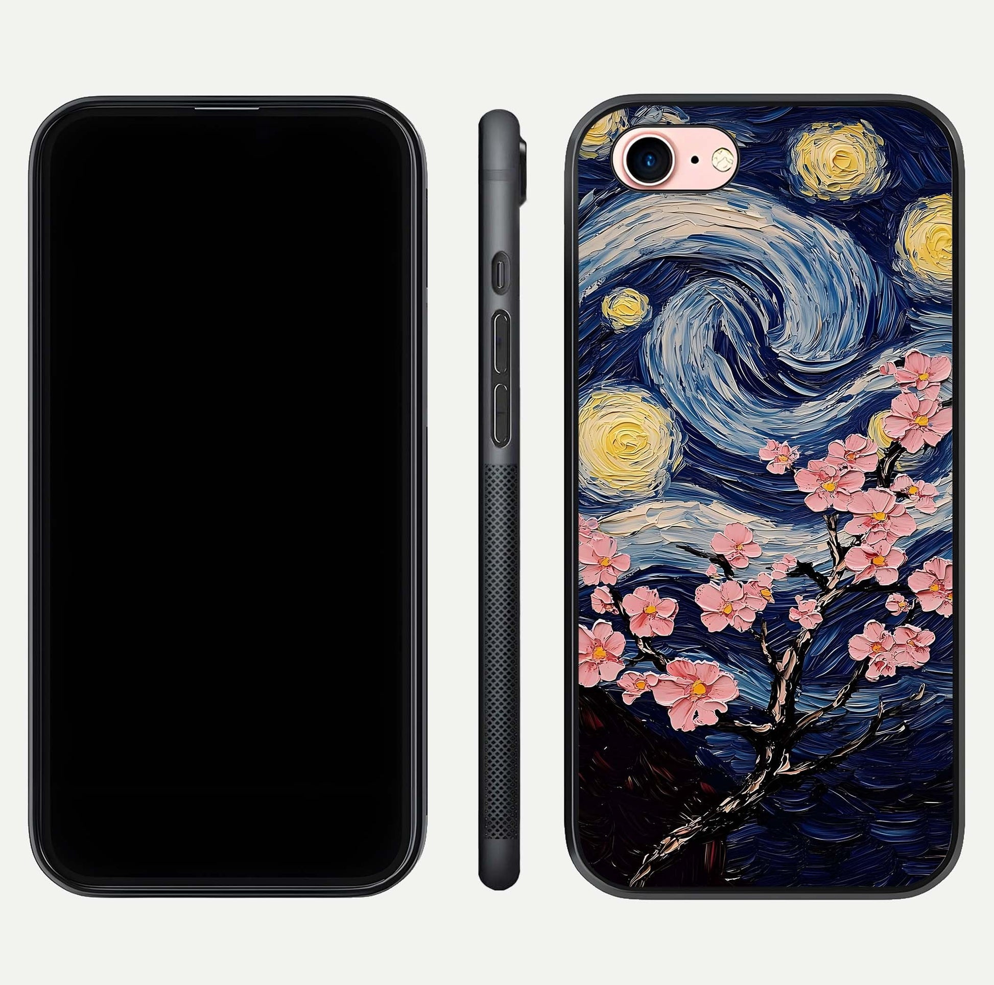 Van Gogh Scenery Glass Case for iPhone 6 Plus front & back layout showing vibrant tones and detailed design